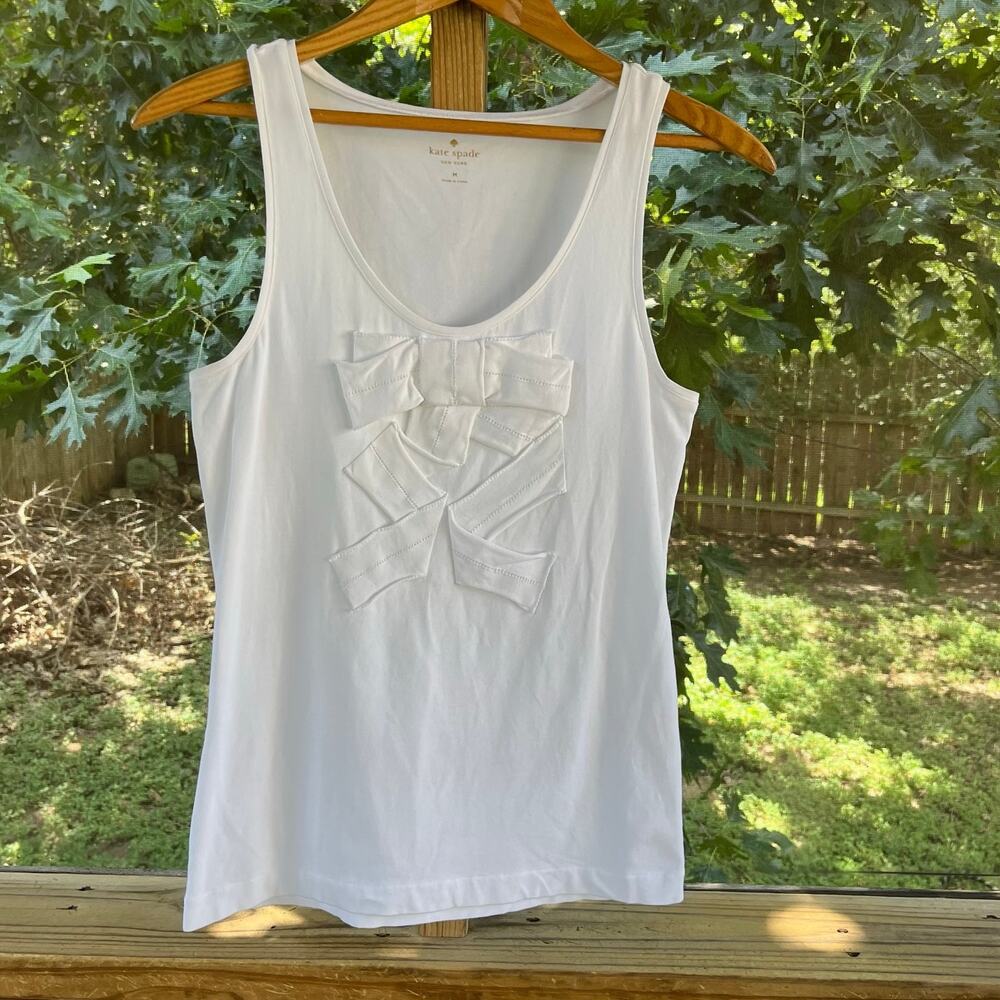 Kate Spade Women's White Cotton Ruffle Front Tank Top Size M